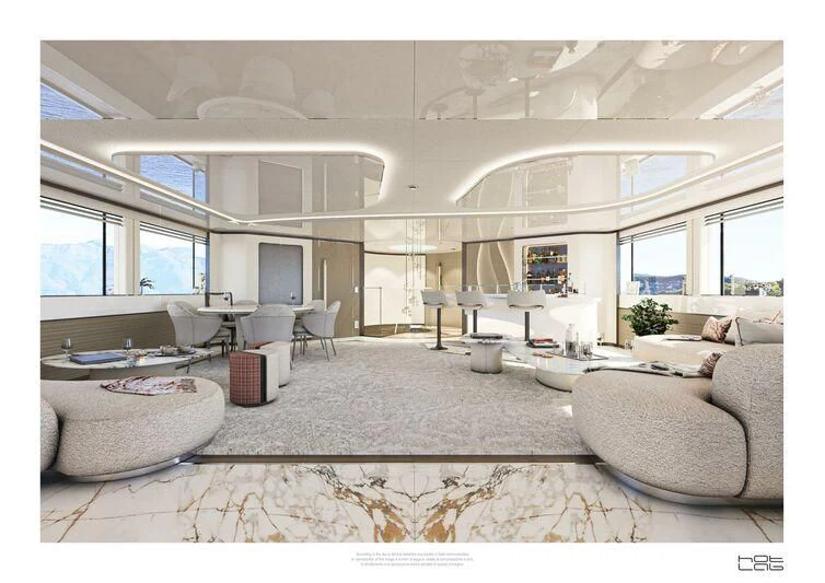 a large living room with a large open floor plan aboard ETERNAL SPARK Yacht for Sale