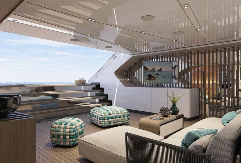 a modern looking living room aboard ETERNAL SPARK Yacht for Sale