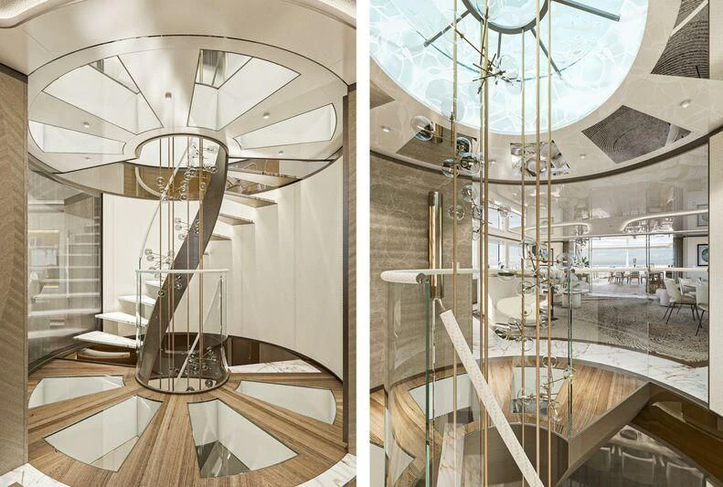 a large room with glass walls aboard ETERNAL SPARK Yacht for Sale