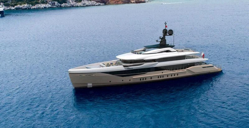 a white yacht in the water aboard ETERNAL SPARK Yacht for Sale