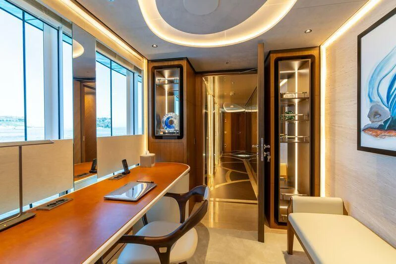 a conference room with a table and chairs aboard ETERNAL SPARK Yacht for Sale