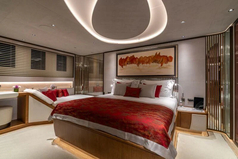 a room with two beds aboard ETERNAL SPARK Yacht for Sale
