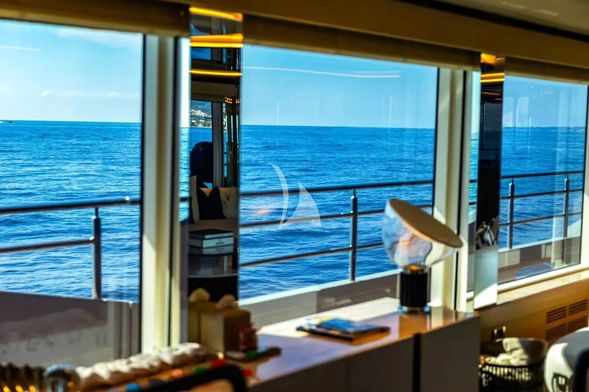 a window with a view of the ocean aboard ETERNAL SPARK Yacht for Sale