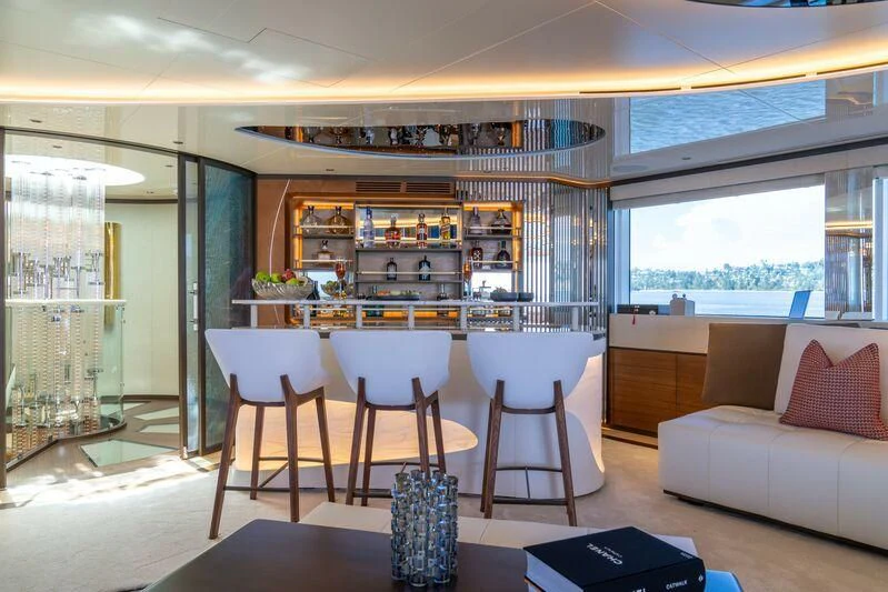 a modern looking living room aboard ETERNAL SPARK Yacht for Sale