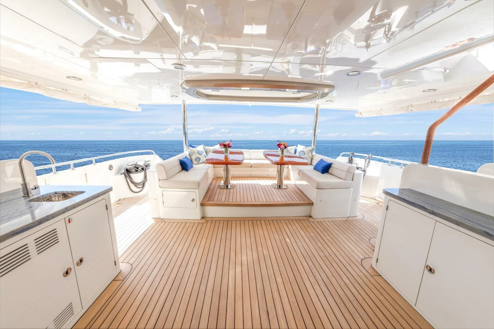 a boat with a sink and a bench in it aboard DRINKABILITY Yacht for Sale