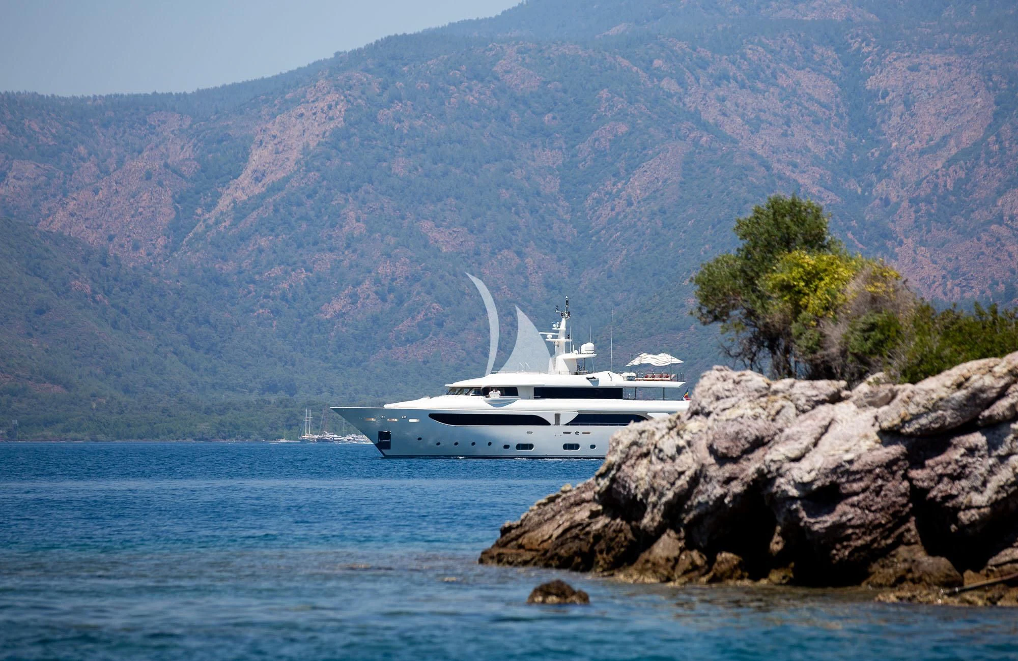 a boat on the water aboard LADY I Yacht for Charter