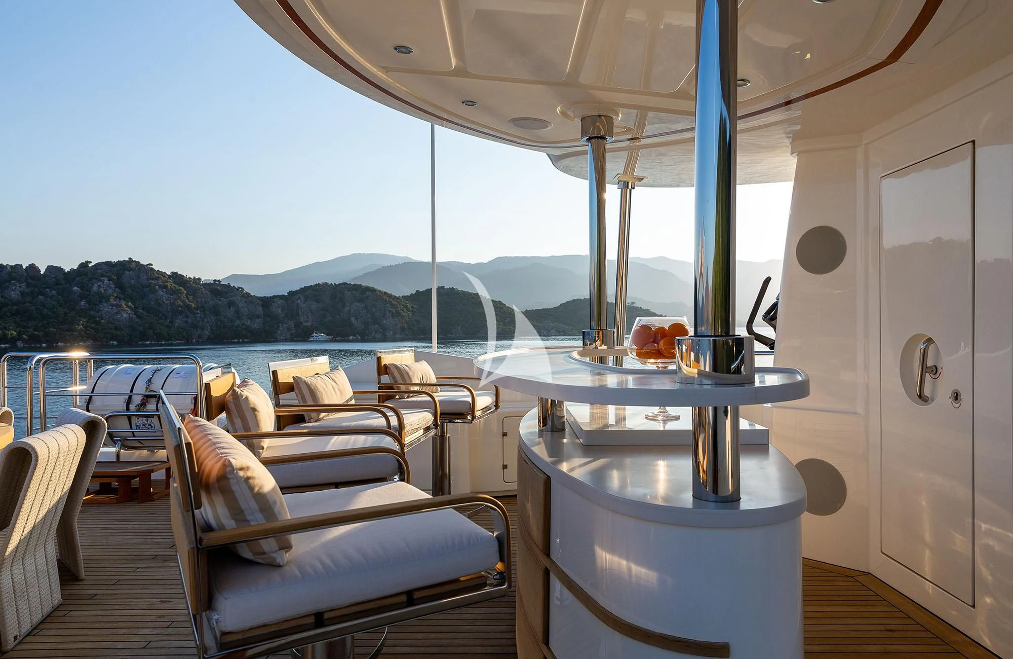 a boat on the water aboard LADY I Yacht for Charter