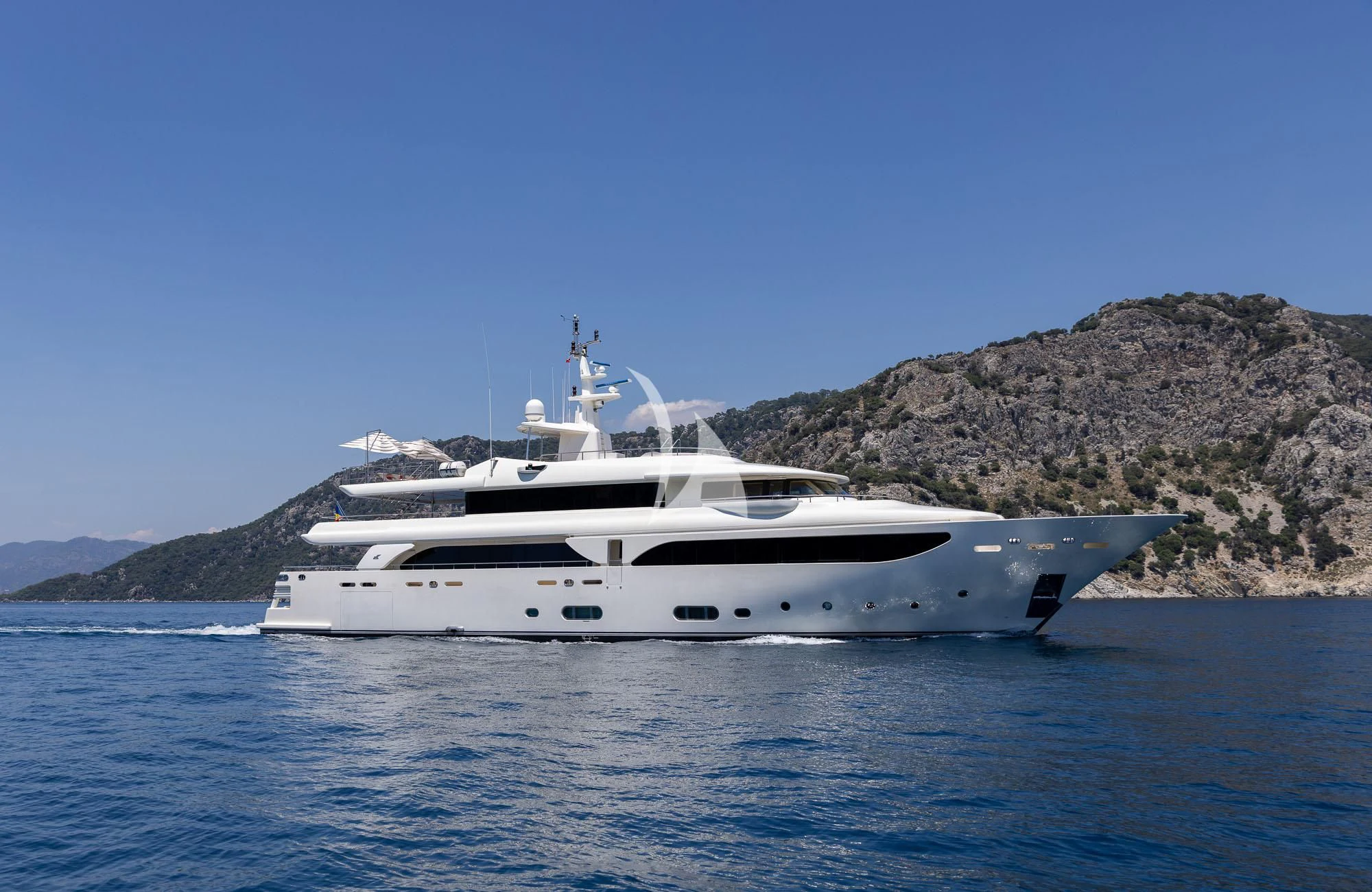 a white yacht on the water aboard LADY I Yacht for Charter