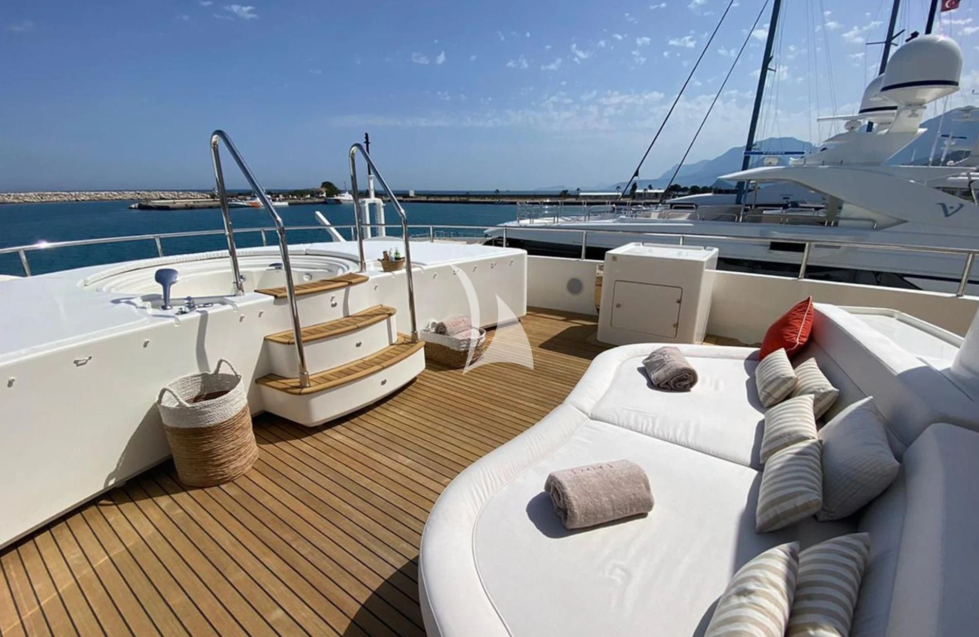 a boat on the water aboard LADY I Yacht for Charter