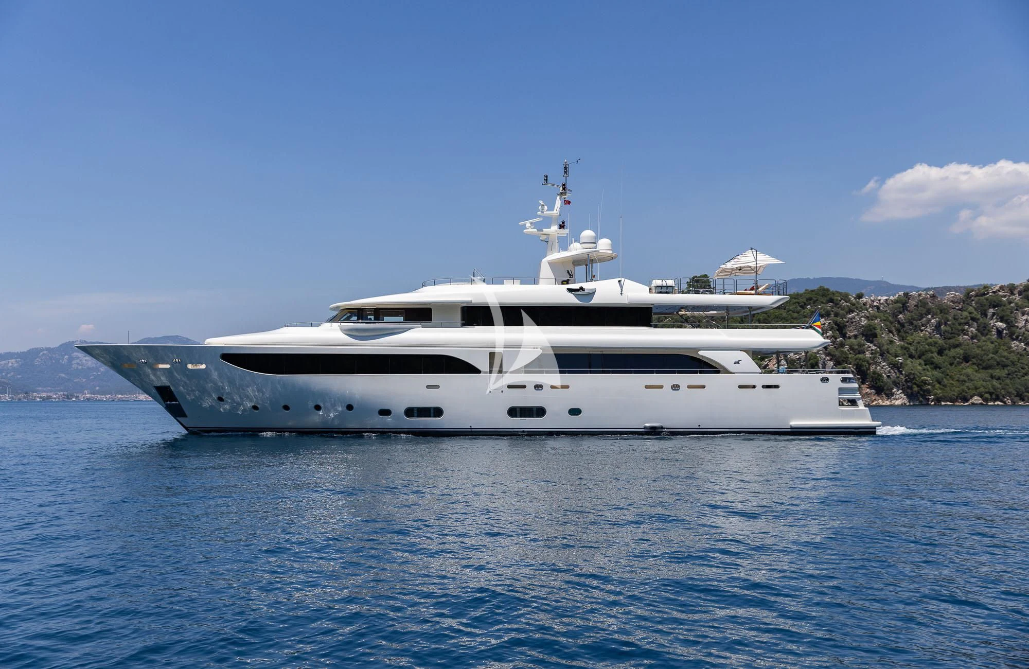 a white yacht in the water aboard LADY I Yacht for Charter