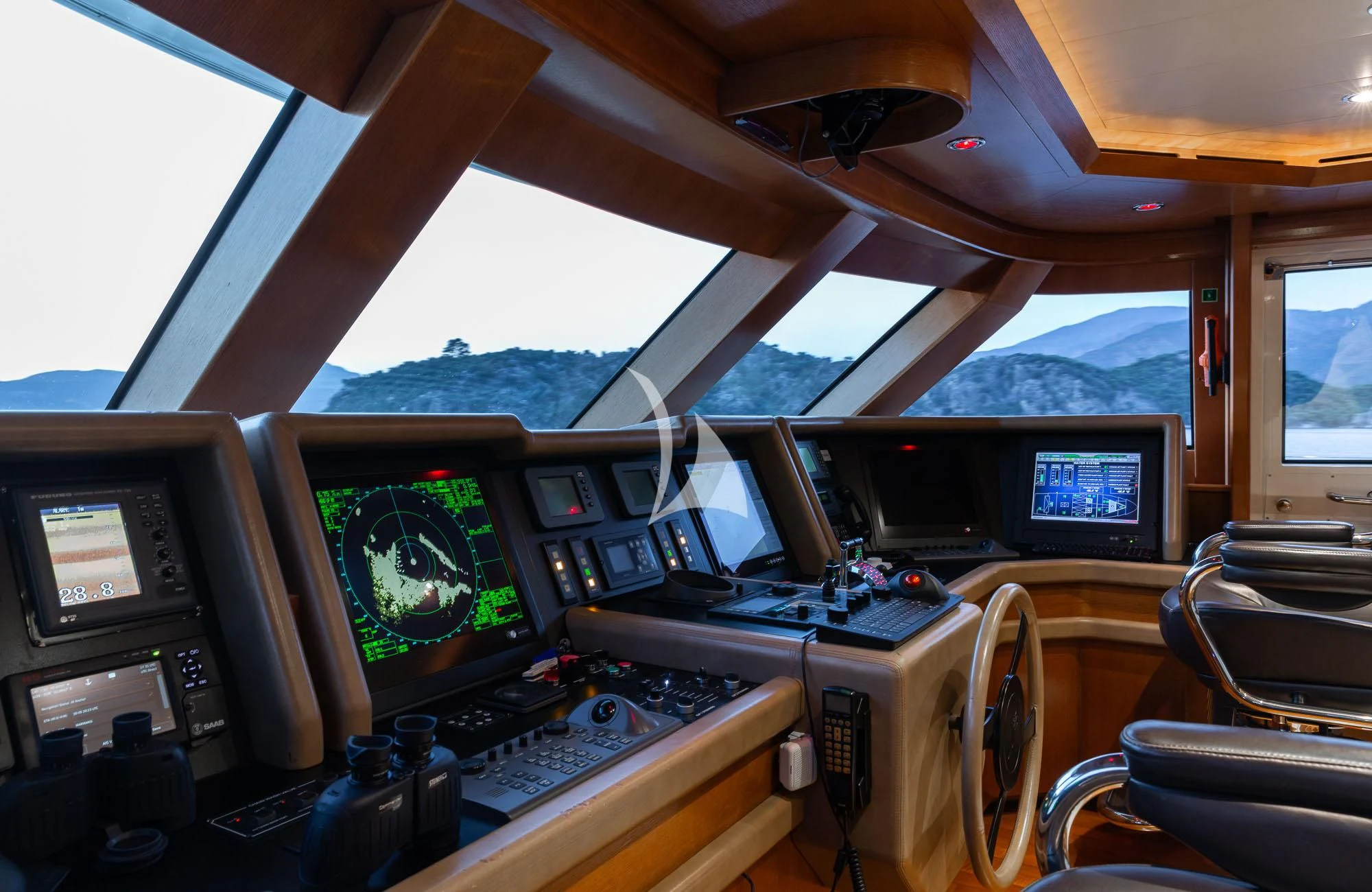 inside of a plane aboard LADY I Yacht for Charter