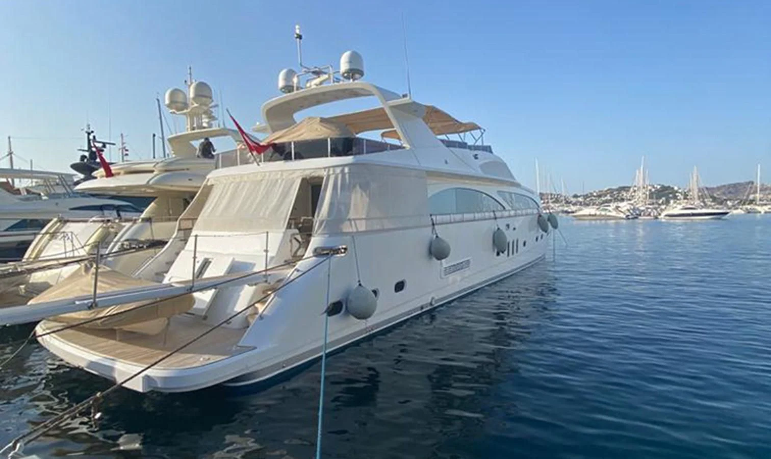 a boat in the water aboard AKSER Yacht for Sale