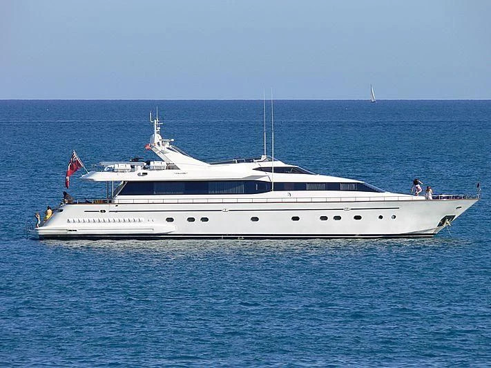 a large white yacht in the water aboard SYNERGY Y Yacht for Sale