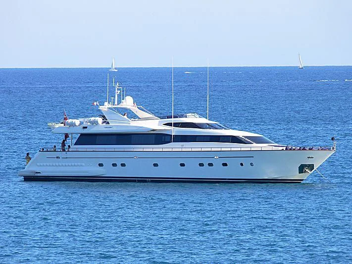 a white yacht in the water aboard SYNERGY Y Yacht for Sale