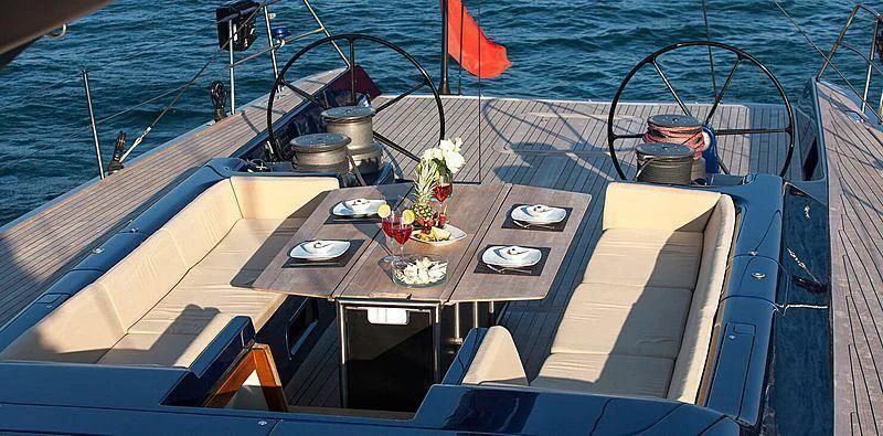 a table on a boat aboard INTI CUBE Yacht for Sale