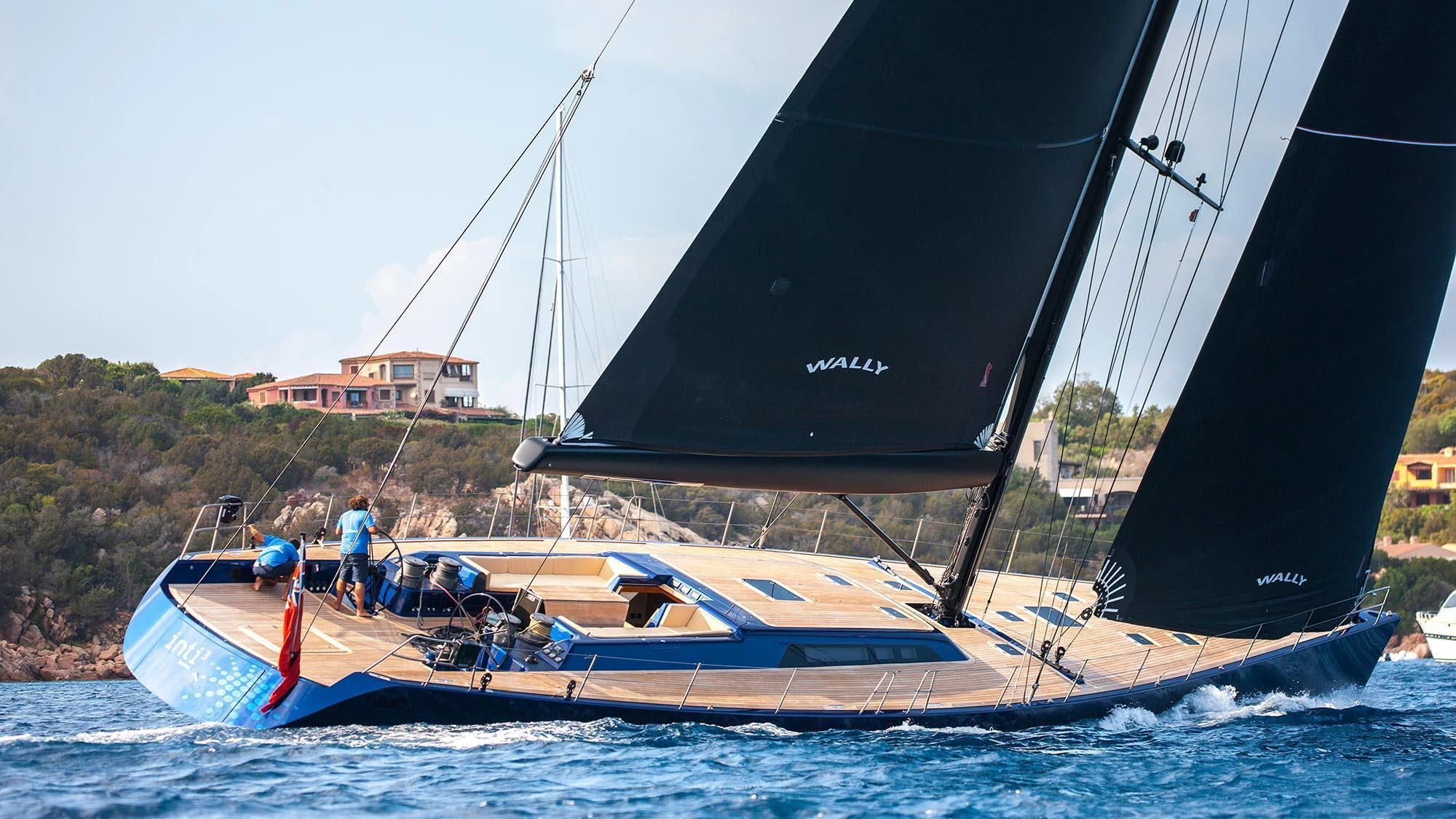 a boat with a black canopy aboard INTI CUBE Yacht for Sale