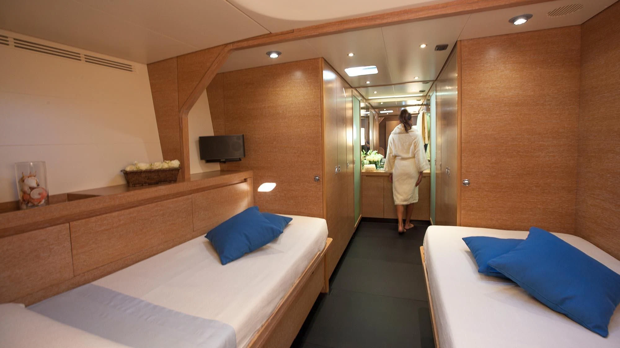 a person standing in a room aboard INTI CUBE Yacht for Sale