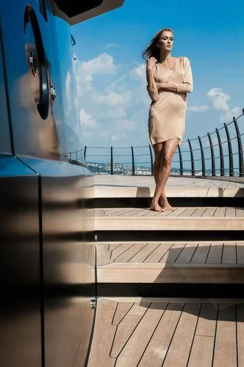 a person standing on a railing aboard ATLANTE Yacht for Sale