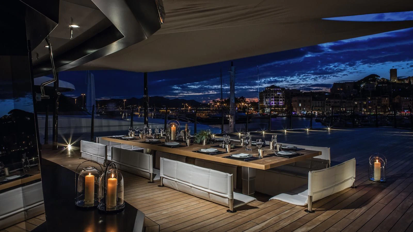 a room with a table and chairs aboard ATLANTE Yacht for Sale