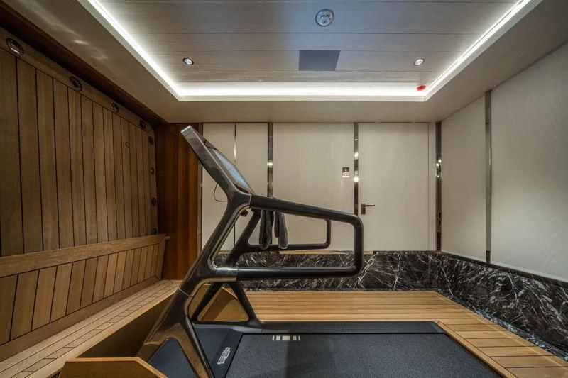 a staircase in a building aboard ATLANTE Yacht for Sale