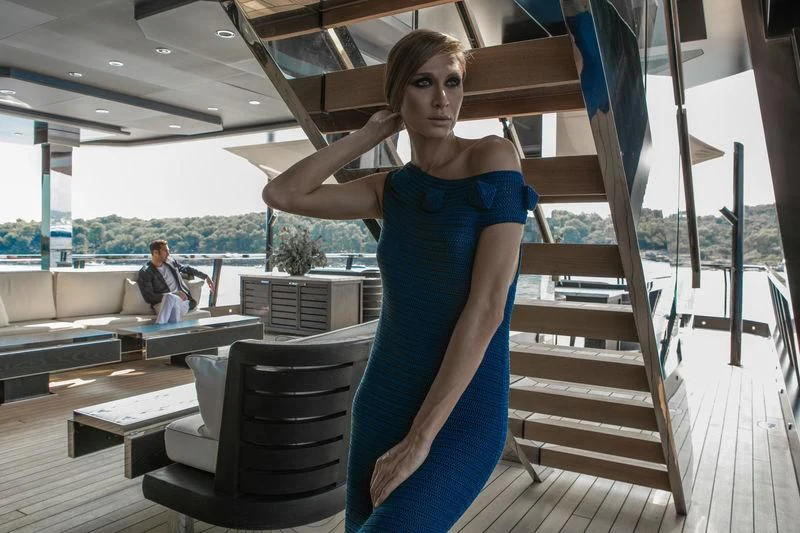 a person standing on a deck aboard ATLANTE Yacht for Sale