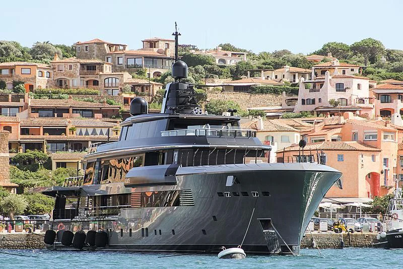 a large ship docked aboard ATLANTE Yacht for Sale