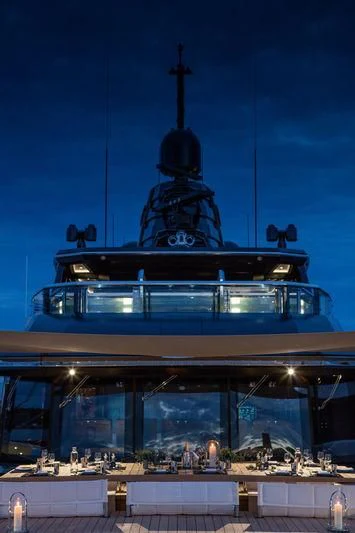 a large ship with a tall tower aboard ATLANTE Yacht for Sale