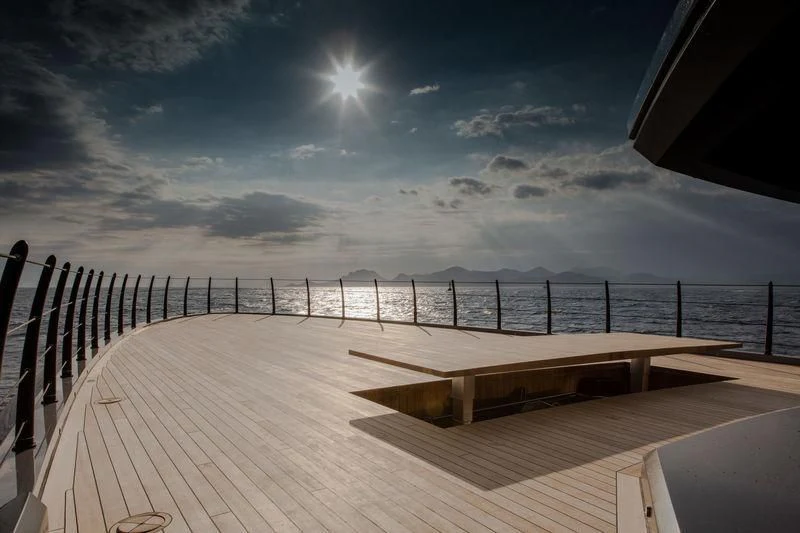 a deck overlooking the ocean aboard ATLANTE Yacht for Sale