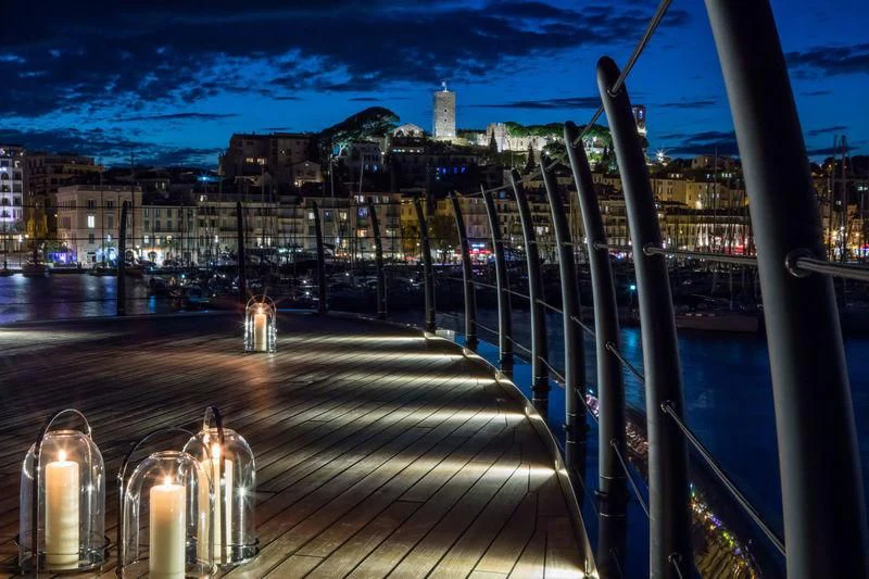 a bridge over water with buildings in the background aboard ATLANTE Yacht for Sale