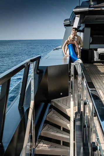 a person standing on a boat aboard ATLANTE Yacht for Sale
