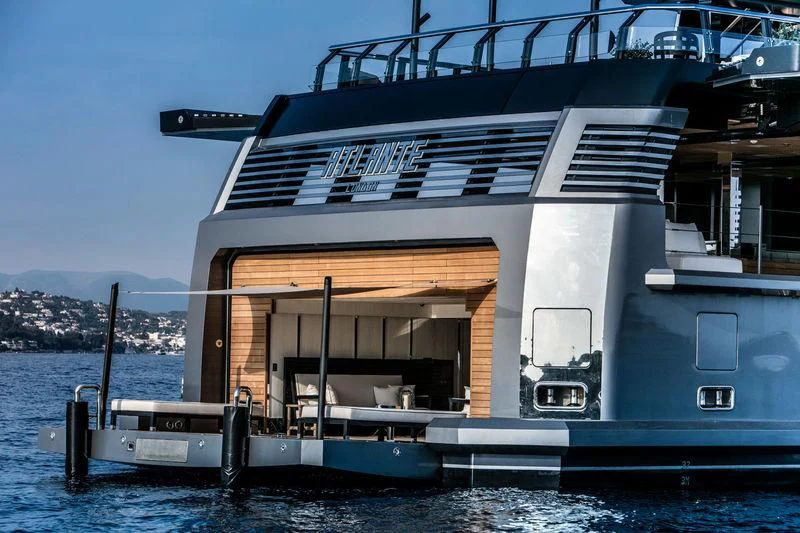 a large boat on the water aboard ATLANTE Yacht for Sale