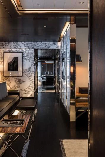 a room with a glass door aboard ATLANTE Yacht for Sale