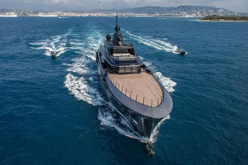 a military boat in the water aboard ATLANTE Yacht for Sale