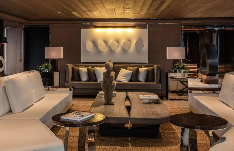 a living room with a dog aboard ATLANTE Yacht for Sale