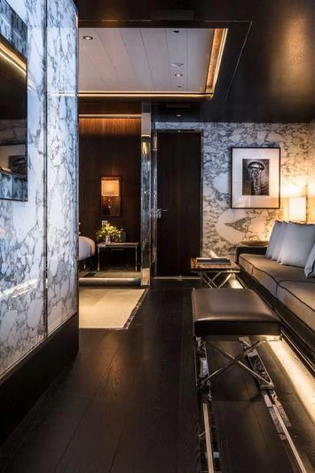 a room with a table and chairs aboard ATLANTE Yacht for Sale