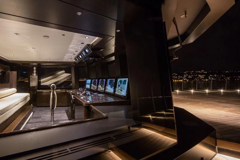 a large room with a large window and a view of a city aboard ATLANTE Yacht for Sale