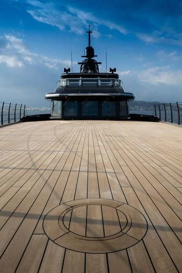 a wooden dock with a large ship on it aboard ATLANTE Yacht for Sale