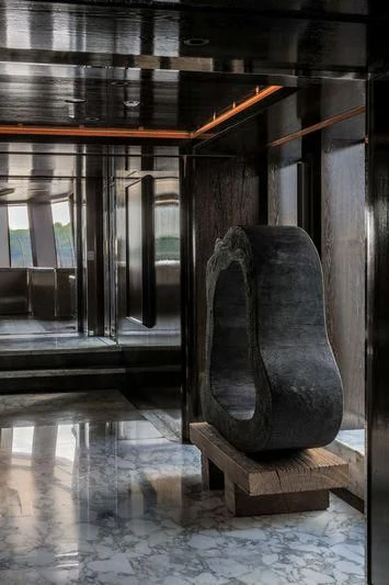 a statue of a person aboard ATLANTE Yacht for Sale