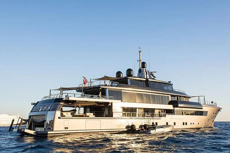 a large white boat on the water aboard ATLANTE Yacht for Sale