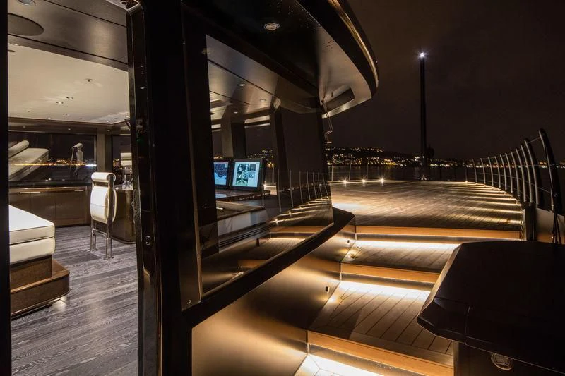 a room with a bed and a tv aboard ATLANTE Yacht for Sale
