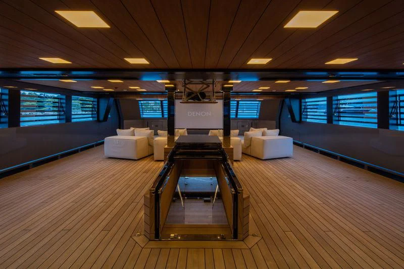 a room with a table and chairs aboard ATLANTE Yacht for Sale