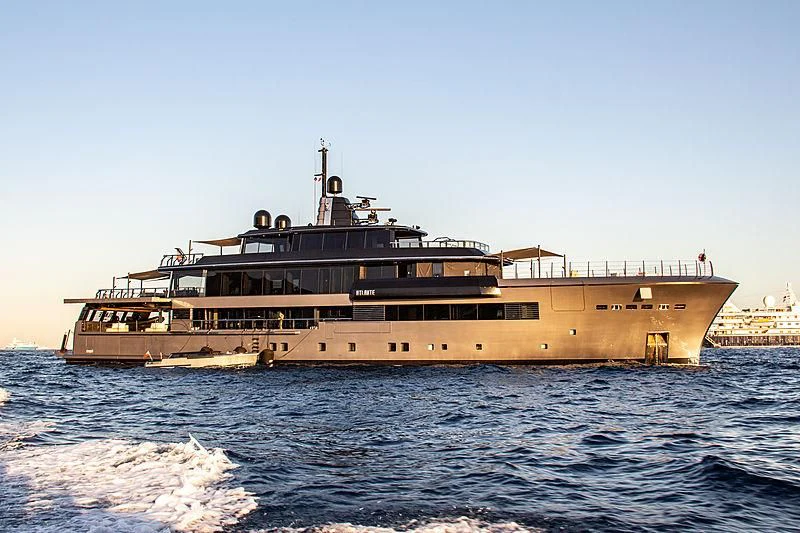 a large ship in the water aboard ATLANTE Yacht for Sale