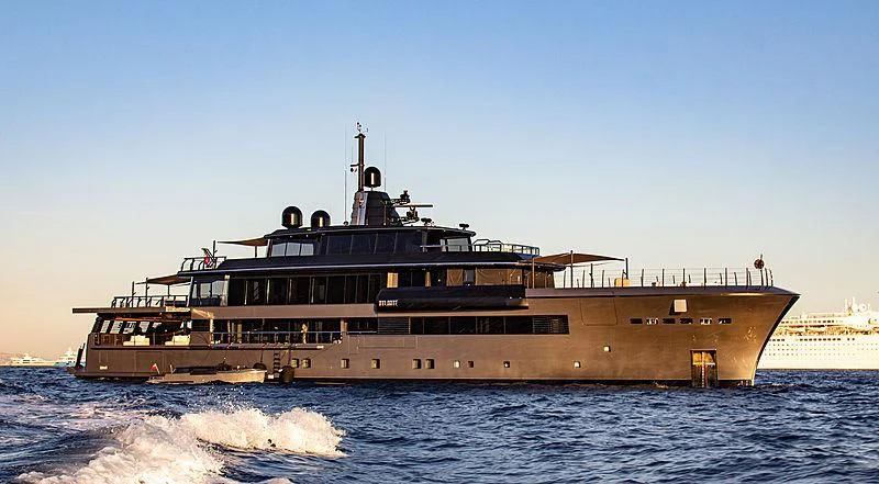 a large ship in the water aboard ATLANTE Yacht for Sale