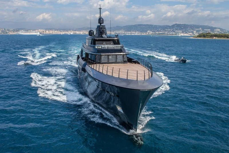 a large ship in the water aboard ATLANTE Yacht for Sale