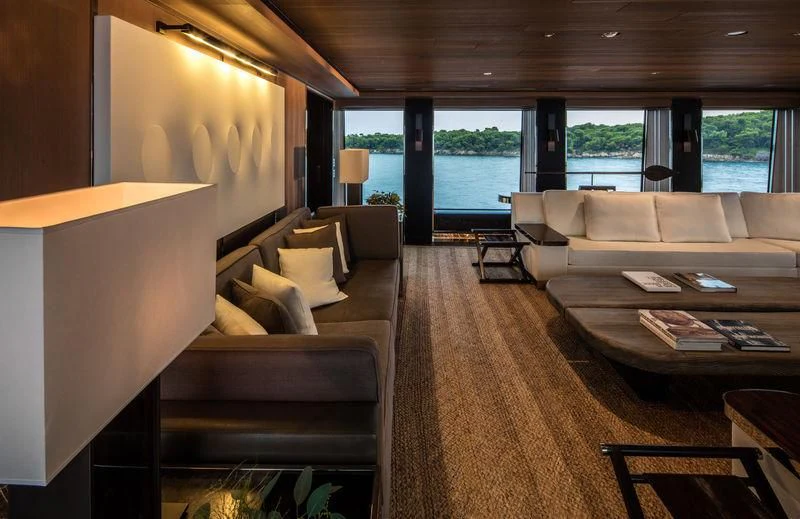 a living room with a couch and a table aboard ATLANTE Yacht for Sale