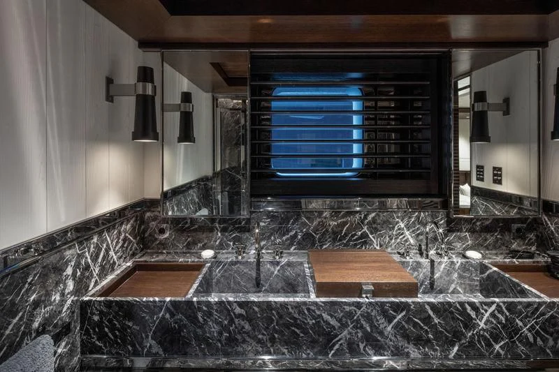 a bathroom with a large marble counter aboard ATLANTE Yacht for Sale