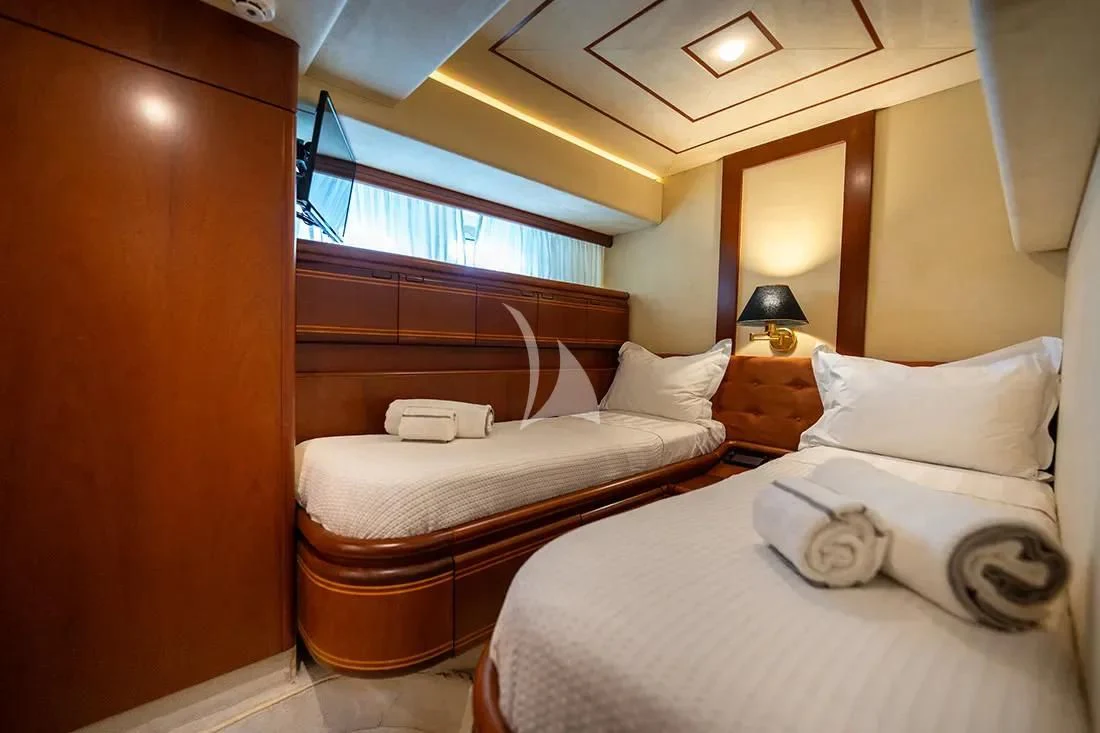 a room with two beds aboard BELLAS BOY Yacht for Sale