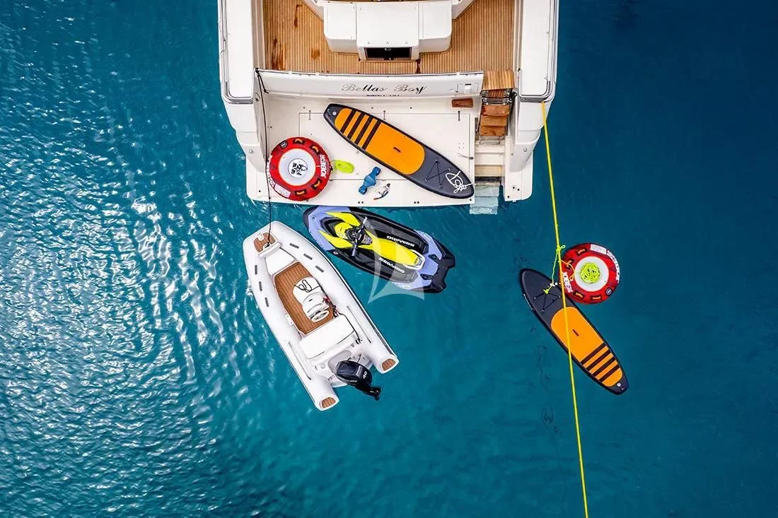 a boat with a paddle and a paddle on the water aboard BELLAS BOY Yacht for Sale