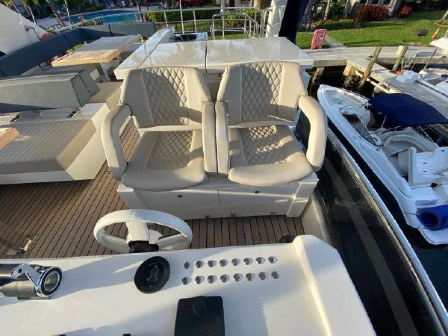 a model of a boat aboard THE ONLY BLUE 66 FLY Yacht for Sale