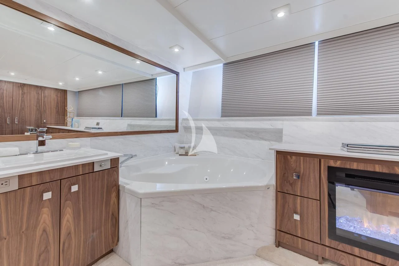 a large bathroom with a large bathtub aboard ASCENTE Yacht for Charter